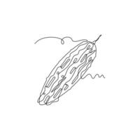 one line art Bitter Gourd illustration. line art, one continuous line, simple, hand drawn and sketch style. for icons, symbols, signs or logos vector