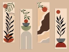 Set of 4 Abstract Botanical Bookmarks in Earth Tones vector