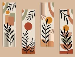 Set 4 of boho style exercises with decorative elements. vector