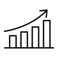 A simple black line graph showing an upward trend, symbolizing growth and success. vector