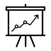 An illustration of a presentation board showing an upward trending line graph, symbolizing growth and success. vector