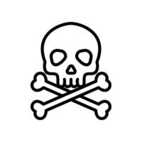 A simple line art illustration of a skull and crossbones, a classic symbol representing danger and death. vector