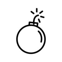 A simple line art icon depicting a bomb about to explode. vector