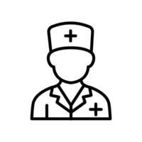 A simple line art icon depicting a doctor. Perfect for medical websites and applications vector