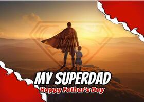 Super Hero Happy Father's Day Greeting Card template