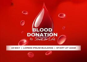 Red Blood Donation Invitation Greeting Card template