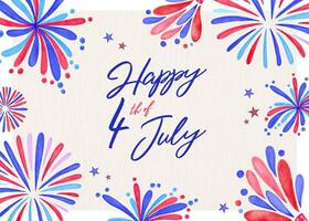 Beige Watercolor 4th of July Greeting Card template