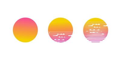 Sunset Gradient Circles Retro Design, Summer Vibes, Simple Art vector