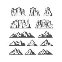 Mountain Range Icons Peaks, Cliffs, and Rock Formations Set vector