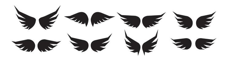 Collection of Abstract Black Wing Designs Geometric, Sharp, Avian vector
