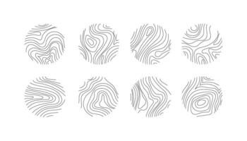 Circular Wood Grain Patterns Eight Unique Line Art Designs vector