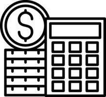 A calculator and a stack of money vector