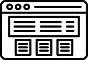 A black and white icon of a web page vector