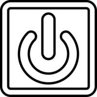 A black and white icon of a power button vector