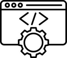 A black and white icon of a gear and a computer vector