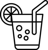 A drink with a straw and slice of lemon vector