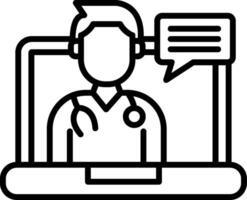 A doctor is talking to a patient on a computer vector