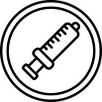 A syringe in a circle with a black outline vector