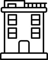 A building icon with a window and a door vector