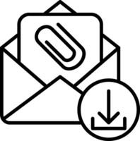 Email envelope icon with a paper clip and a paper clip vector