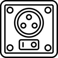 A black and white icon of a square box with a plug vector