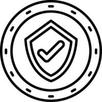 A black and white image of a shield with a check mark vector