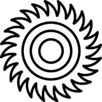 A black and white drawing of a circular saw blade vector
