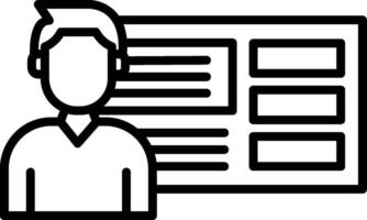 A man is standing in front of a large board with a list of items vector