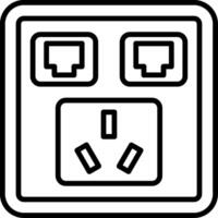 An electrical socket with two plugs and a black outline vector