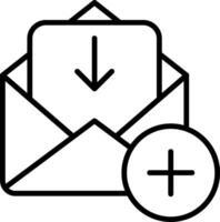 Email envelope icon with arrow and plus sign vector