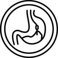 A black and white outline of a stomach vector