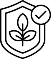 A shield with a leaf and tick vector