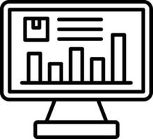 A computer monitor with a bar chart on it vector