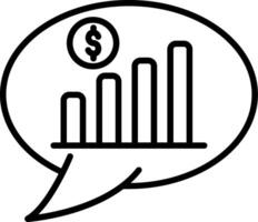 A speech bubble with a bar chart and a dollar sign vector