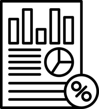 A black and white image of a document with a pie chart vector