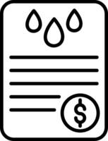A black and white icon of a dollar bill and water drops vector
