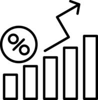 A graph with an arrow going up and a percentage sign vector