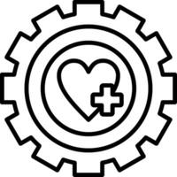 A gearwheel with a heart and cross in the center vector