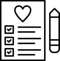 A checklist with a pencil and a heart vector