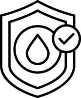 A shield with a check mark and a drop of water vector