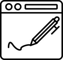A black and white drawing of a pen and a computer vector