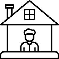 A man in a house with a sign that says home vector