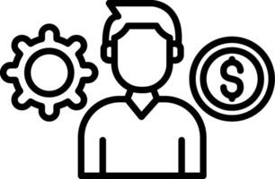 A man with a dollar sign and gears vector
