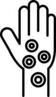 A hand with five circles on it vector