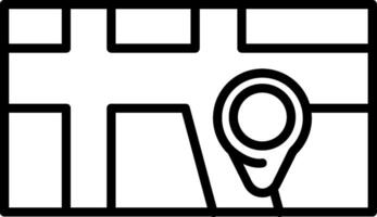 A black and white map with a pin and a map marker vector