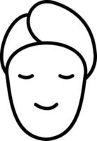 A black and white drawing of a person with closed eyes vector