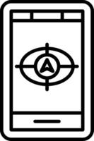 A black and white image of a smartphone with an arrow on it vector