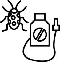 A black and white illustration of a bug and a bottle vector