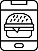 A hamburger is shown on a smartphone vector