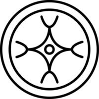 A black and white image of a wheel with four spokes vector